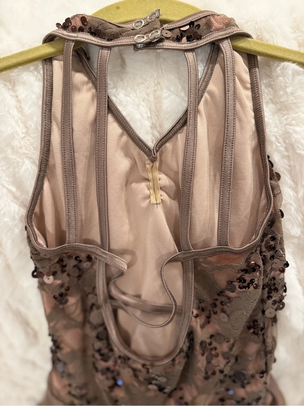 Weissman “Fake Plastic Trees” Halter Dance Dress in Mauve and Blush